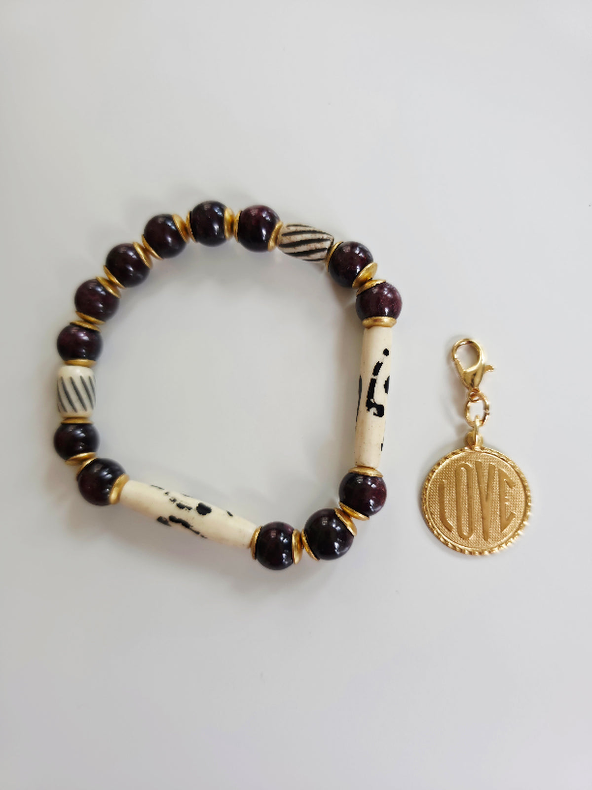 Garnet Love Charm Bracelet