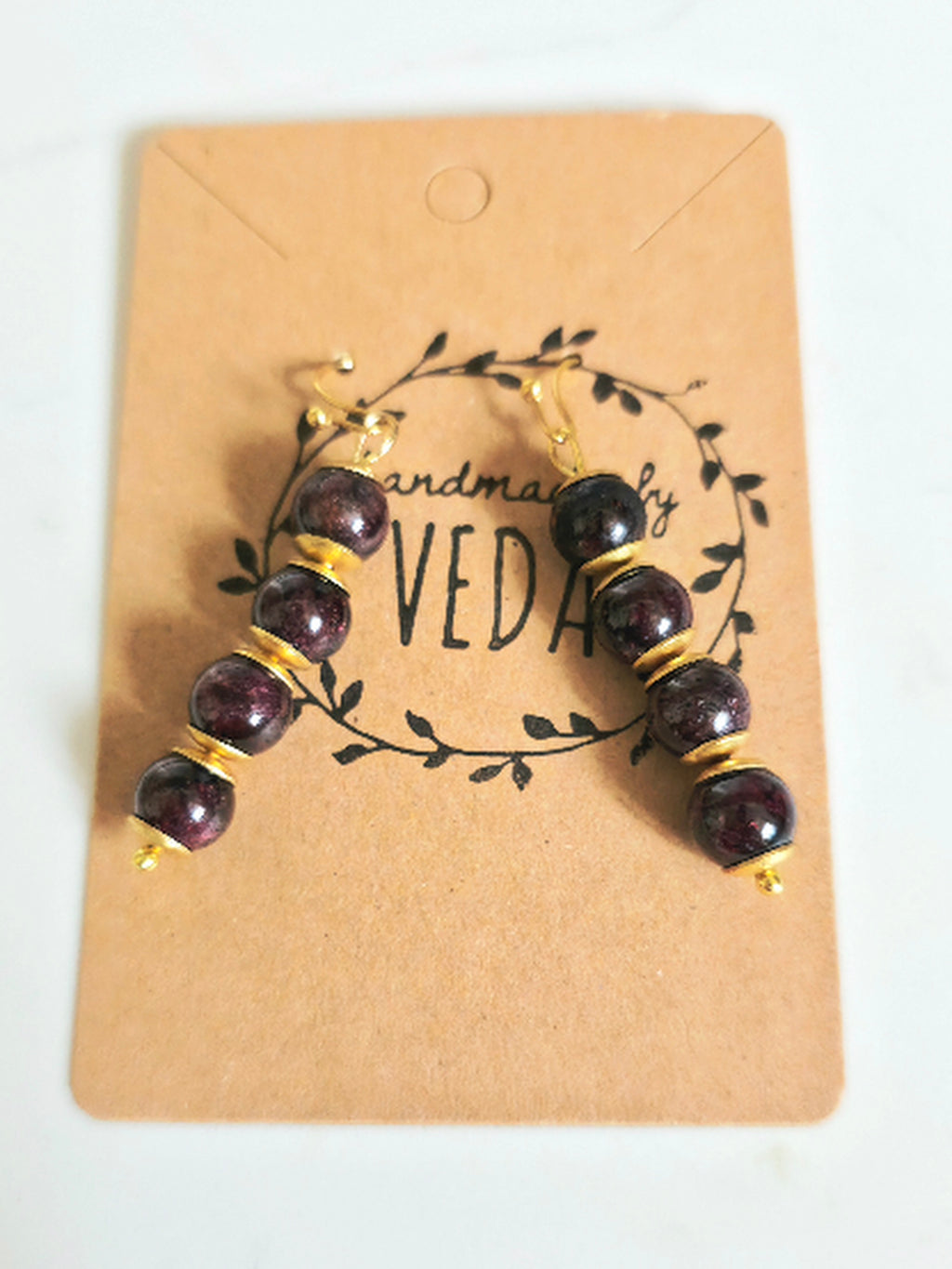 Garnet Gemstone Dangle Earrings