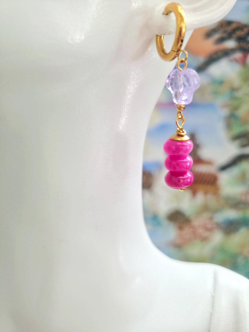 Orchid Huggie Hoop Earrings