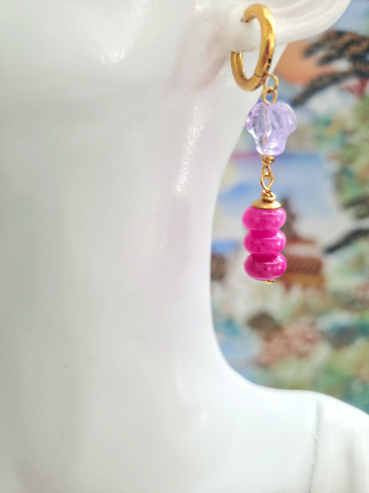 Orchid Huggie Hoop Earrings