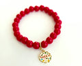Red Jade Stretch Gemstone Lucky Charm Bracelet