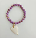 Gemstone Stretch Bracelet with Detachable Heart Charm