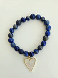 Lapis Lazuli Stretch Gemstone Charm Bracelet