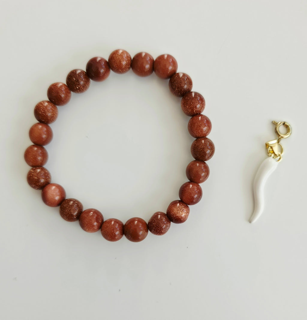 Sandstone Gemstone Stretch Charm Bracelet