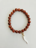 Sandstone Gemstone Stretch Charm Bracelet