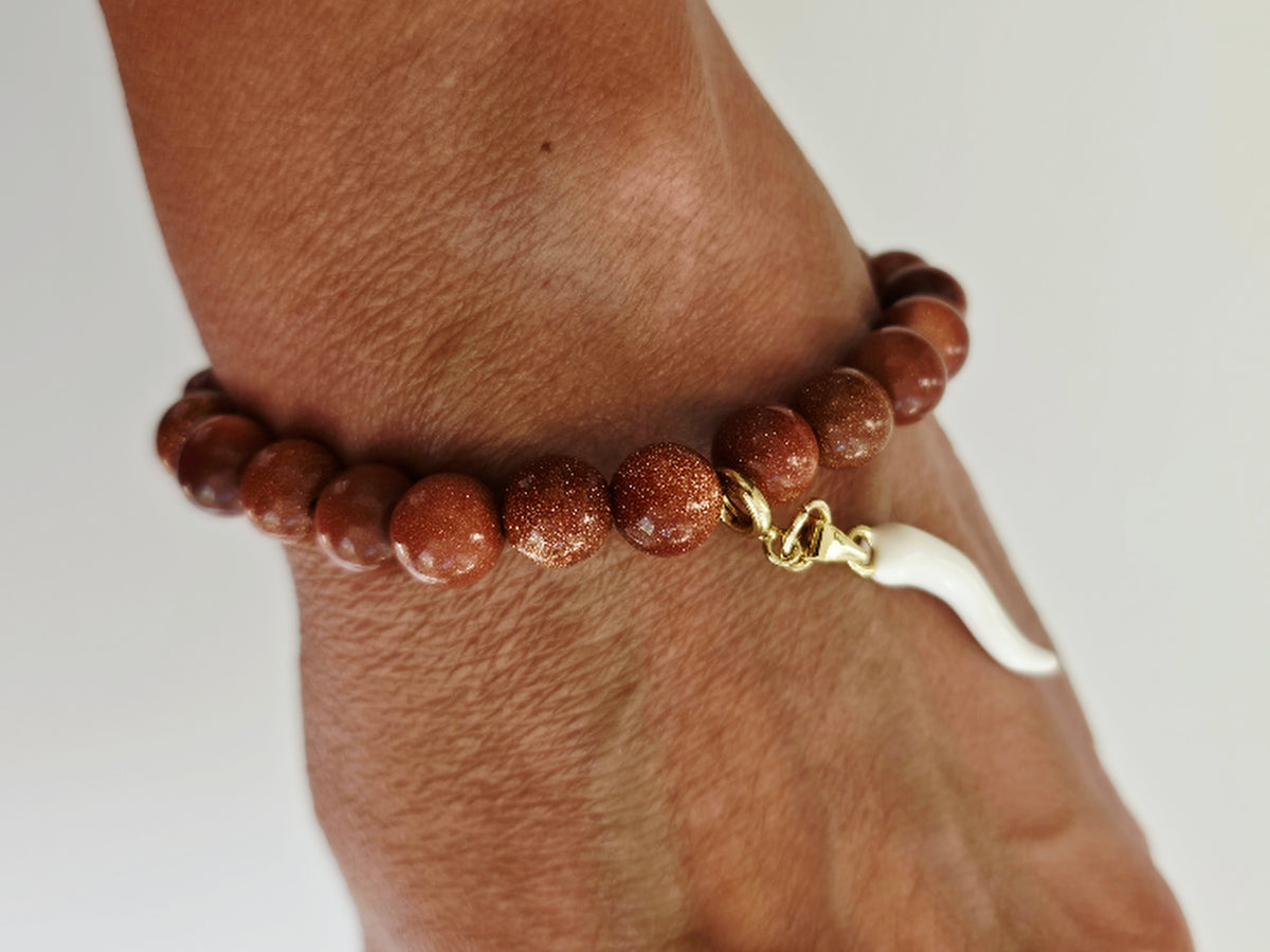 Sandstone Gemstone Stretch Charm Bracelet