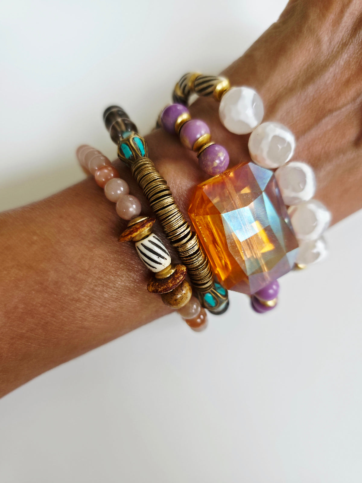 Peach Moonstone Stretch Bracelet