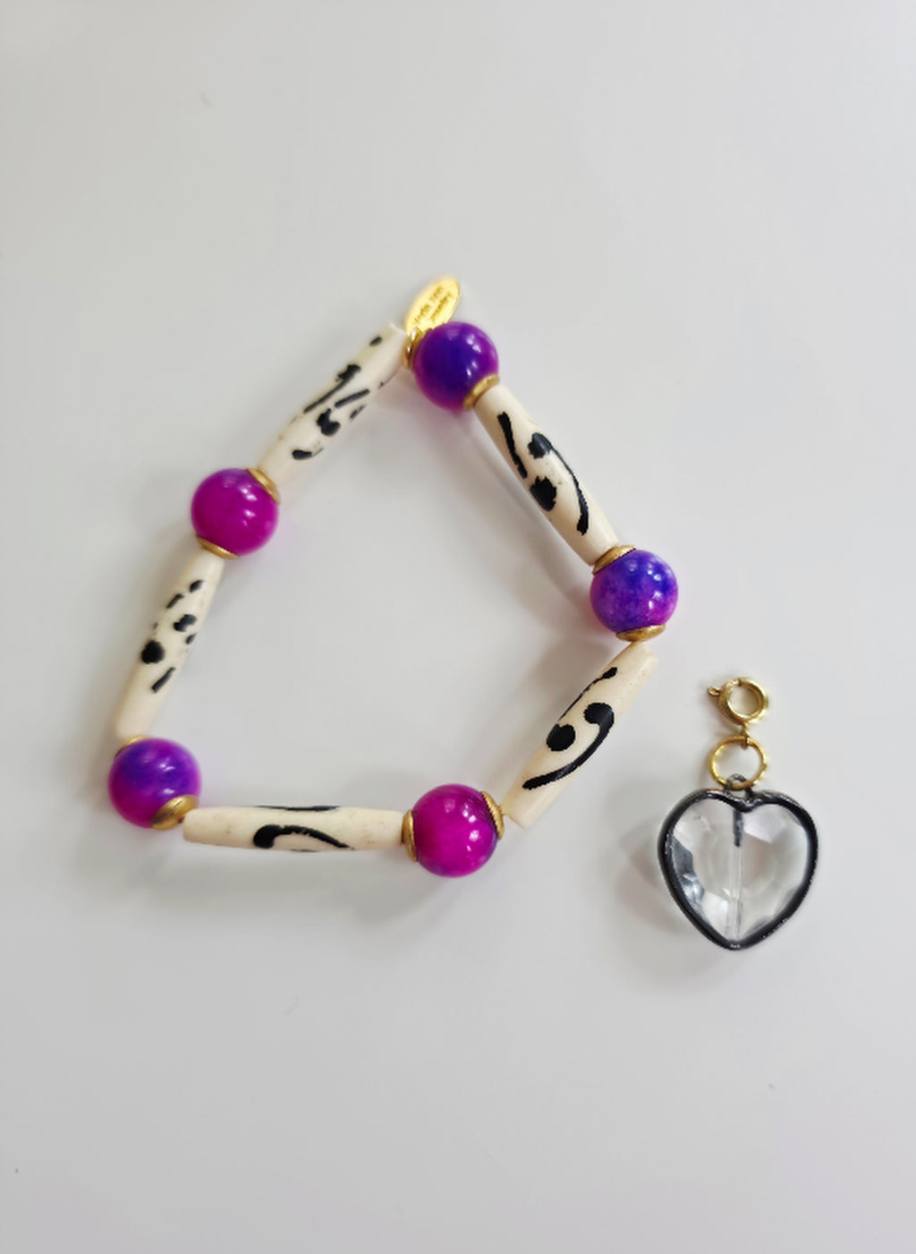 Glass Heart Charm Bracelet