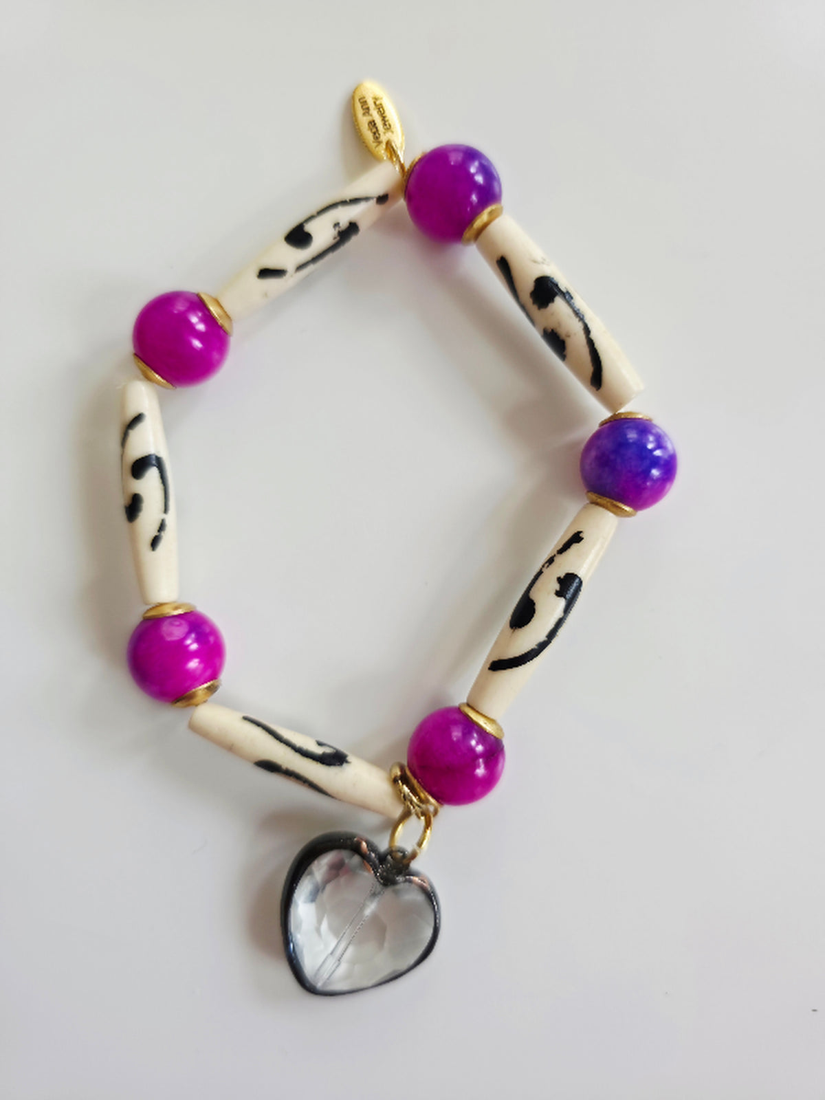 Glass Heart Charm Bracelet