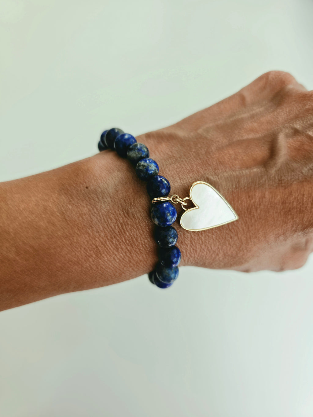 Lapis Lazuli Stretch Gemstone Charm Bracelet