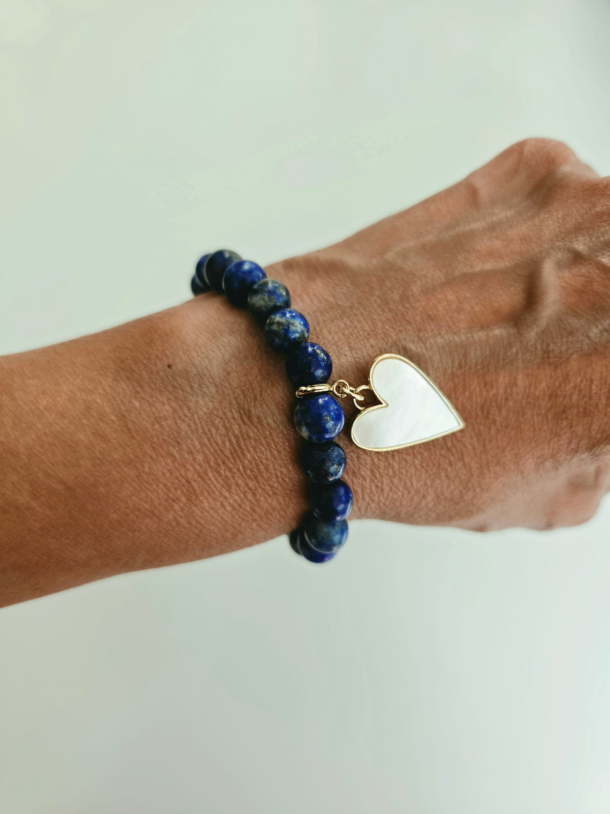 Lapis Lazuli Stretch Gemstone Charm Bracelet