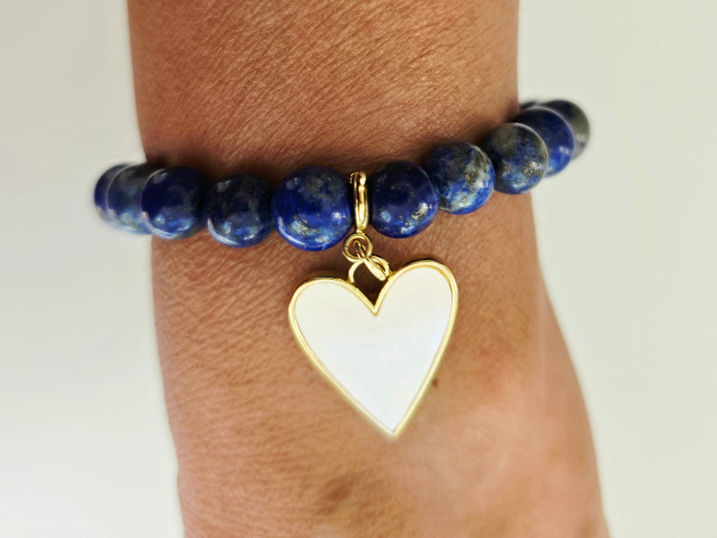 Lapis Lazuli Stretch Gemstone Charm Bracelet